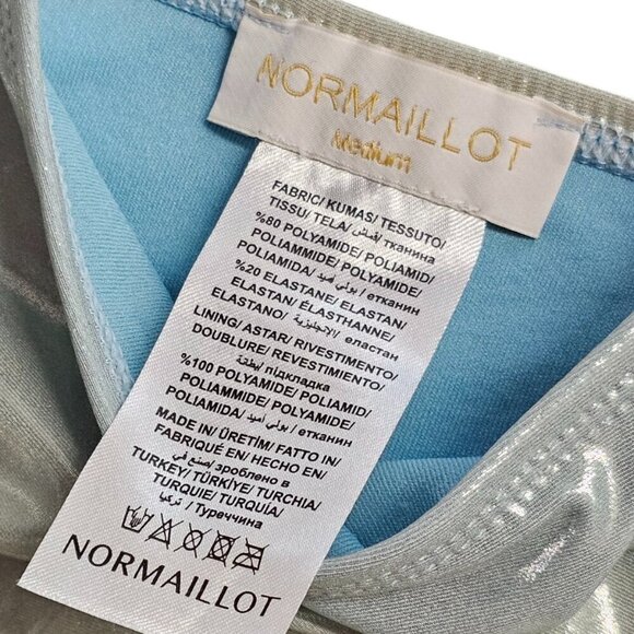 Normaillot Blue Rainbow Ageless Swimsuit Size Medium Cut Out Front Back Metallic - Picture 6 of 6